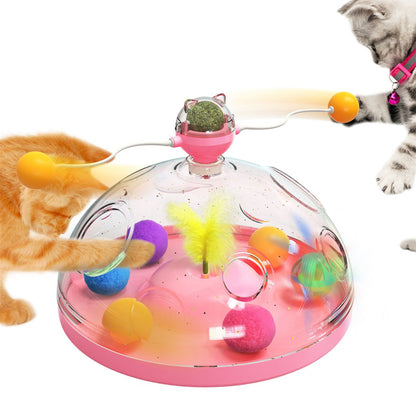 Meows Windmühle, lustiges Katzenspielzeug, interaktives multifunktionales Drehteller-Haustier-Lernspielzeug mit Katzenminze, leuchtender Ball, Windrad-Spielzeug, Haustierprodukte