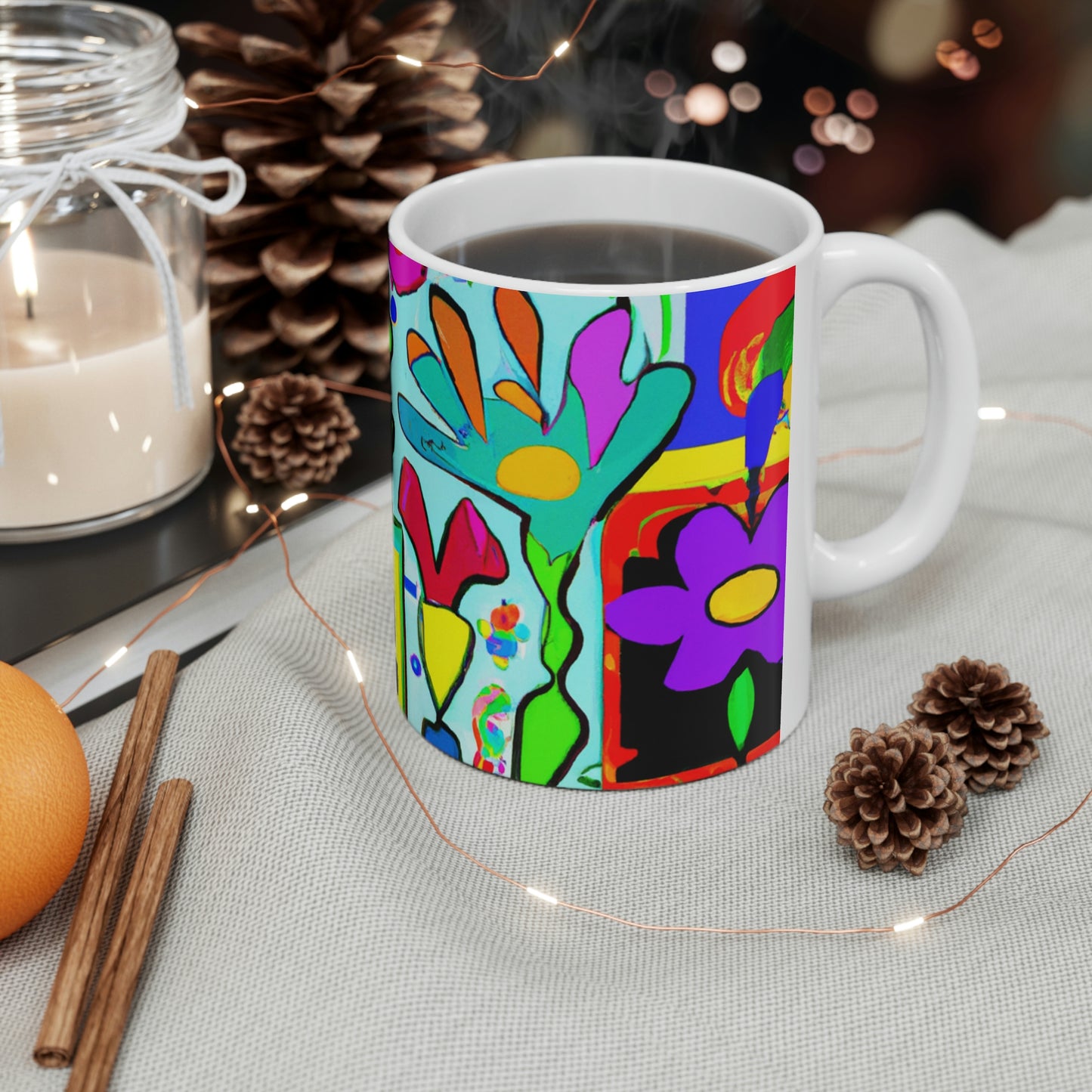 "A Mystical Garden of Rainbow Petals" - Taza de cerámica The Alien 11 oz