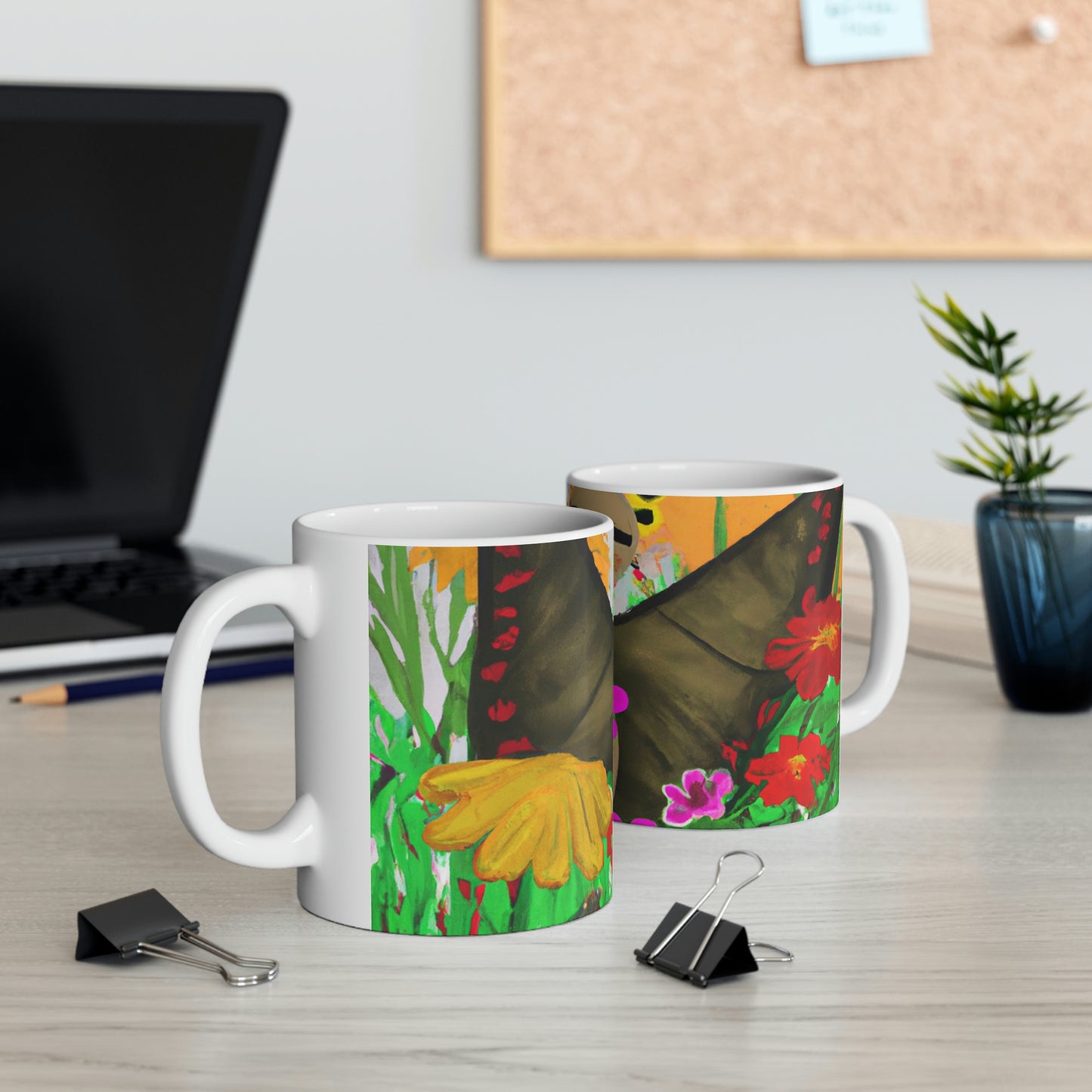 "Butterfly Ballet in the Wildflower Meadow" - The Alien Ceramic Mug 11 oz