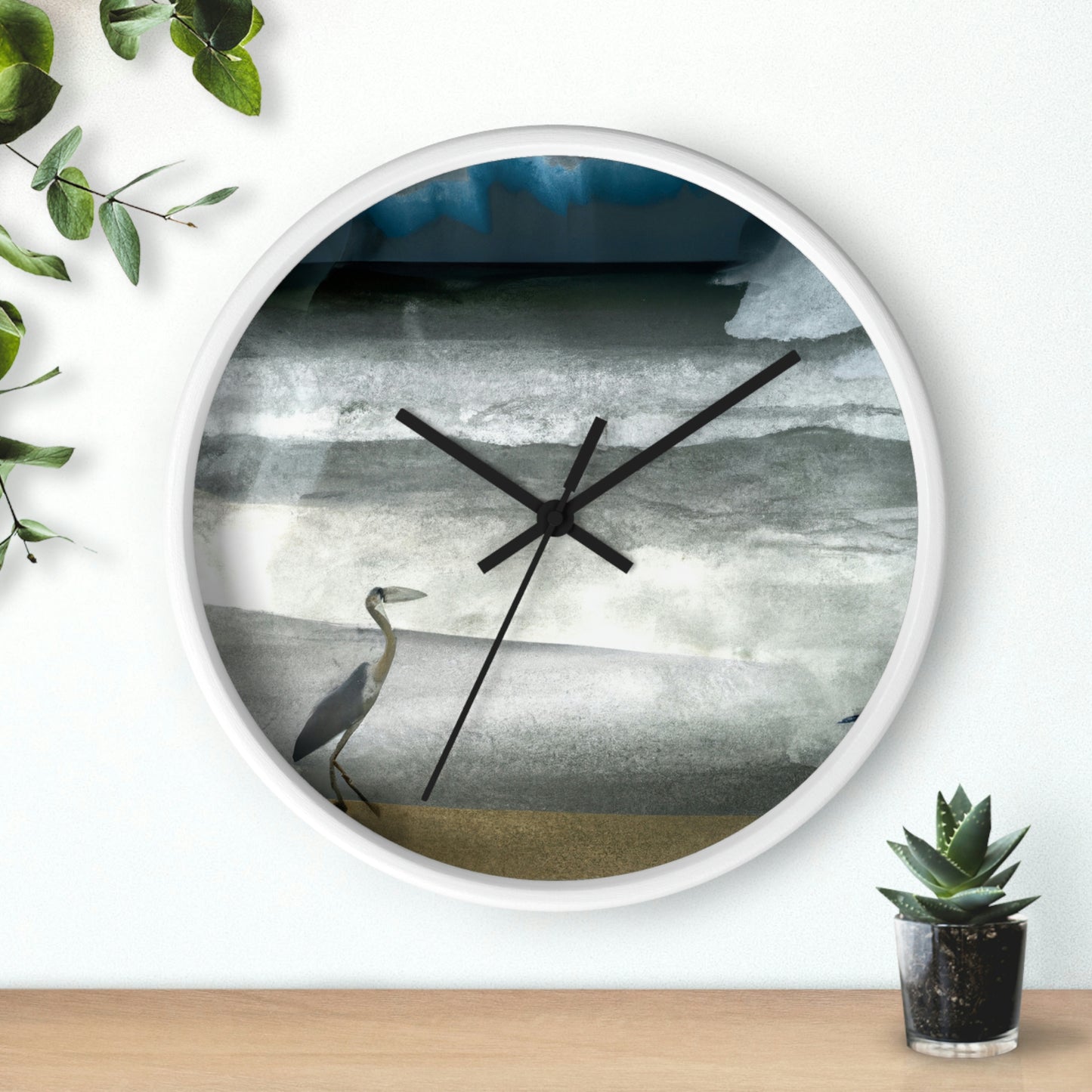 "A Sea of Turmoil: A Heron's Restlessness". - The Alien Wall Clock