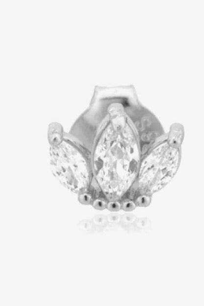 925 Sterling Silver Zircon Decor Stud Earrings