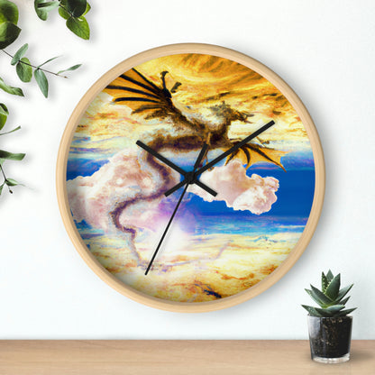 "Un resplandor celestial con un dragón místico" - El reloj de pared alienígena