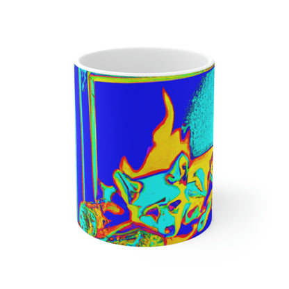 "Fox by Firelight". - The Alien Ceramic Mug 11 oz