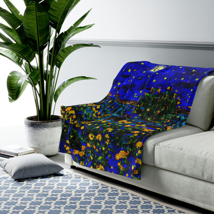 "A Midnight Celebration in Grandma's Garden" - The Alien Velveteen Plush Blanket