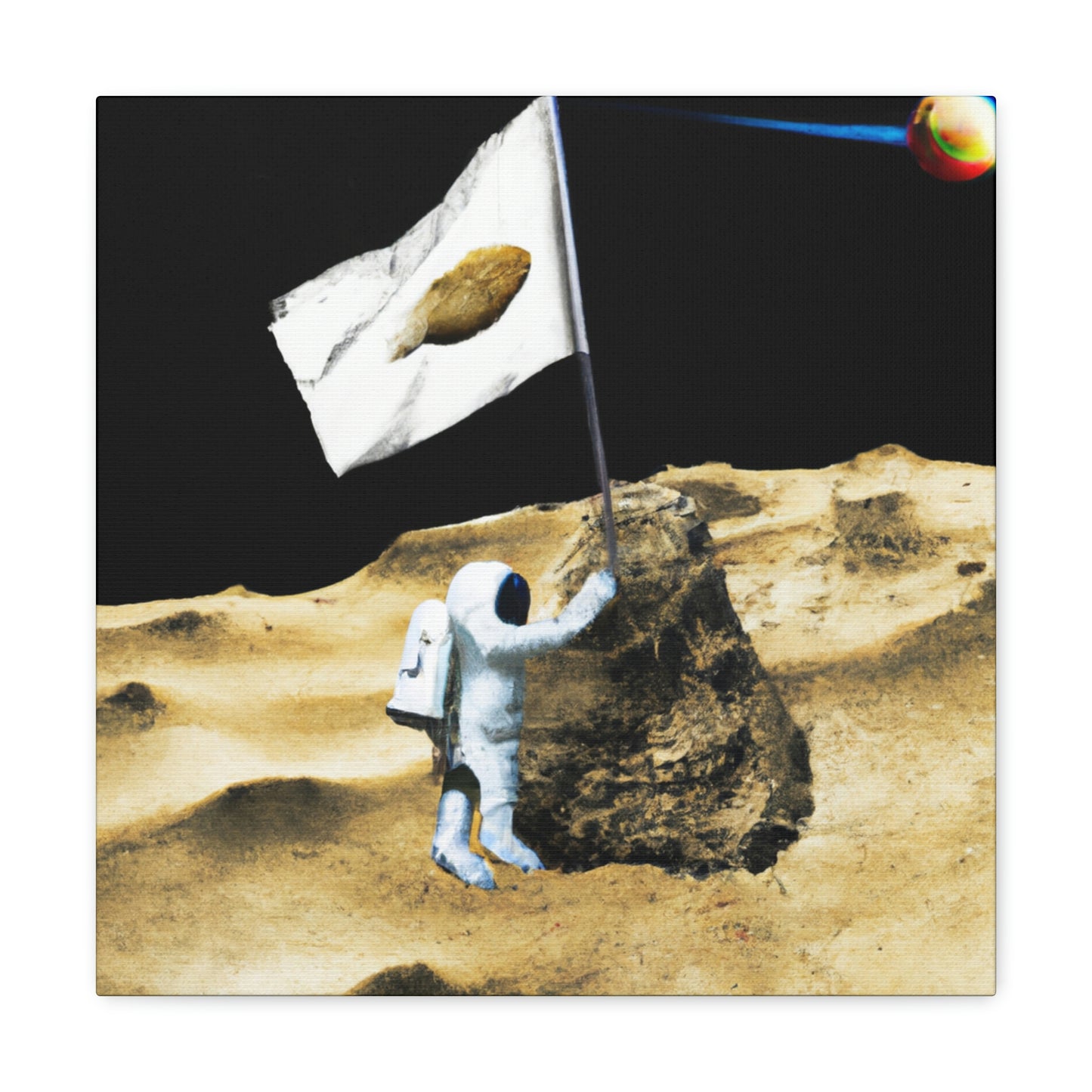 "Claiming Space: Das Pflanzen der Asteroidenflagge des Astronauten" - The Alien Canva