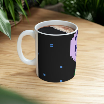 "Lonely Witness of the Night Sky" - The Alien Ceramic Mug 11 oz Pixel Art