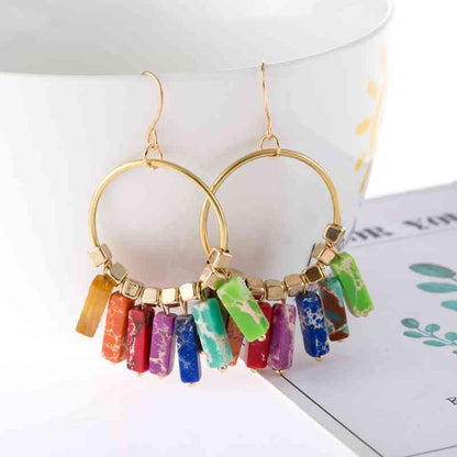 Pendientes colgantes de piedras multicolores