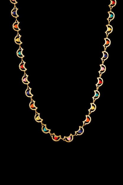 Collar de acero con corazón multicolor