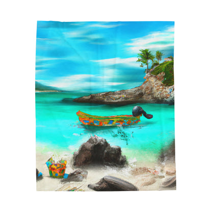 "Caribbean Fiesta on the Beach - A Digital Exploration of Mexican Culture" - The Alien Velveteen Plush Blanket