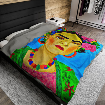 "Fierce and Free: Un tributo a las mujeres mexicanas inspirado en Frida Kahlo" - The Alien Velveteen Plush Blanket