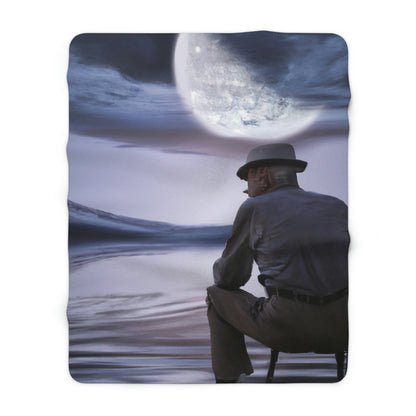 Moonlight Reflections on a Quiet Lake - The Alien Sherpa Fleece Blanket