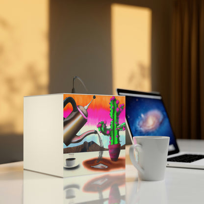 "Un momento incómodo con cafeína: la historia de un bot y un cactus" - La lámpara Alien Light Cube