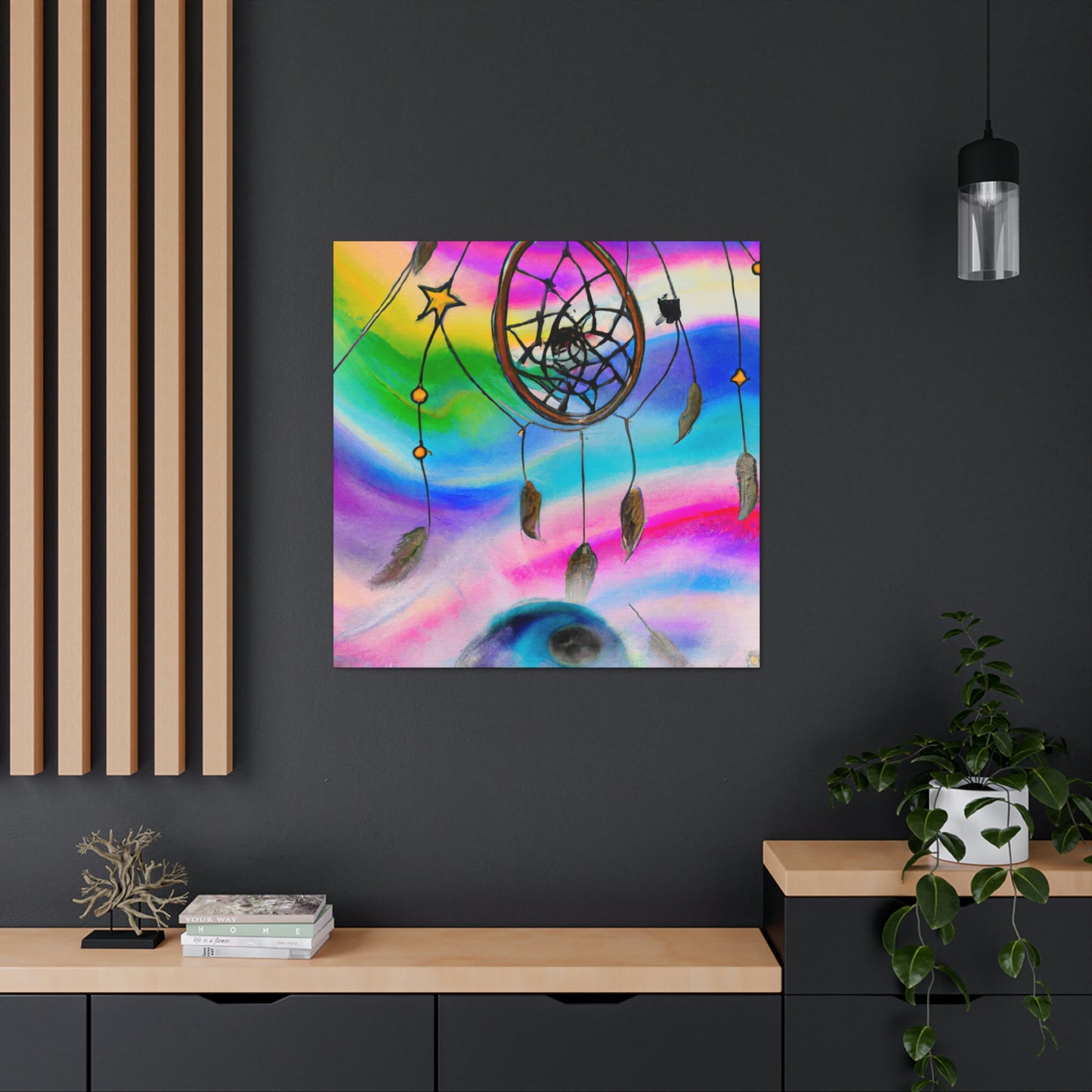 "A Galaxy of Dreams: A Colorful Dreamcatcher Captures Falling Stardust" - The Alien Canva