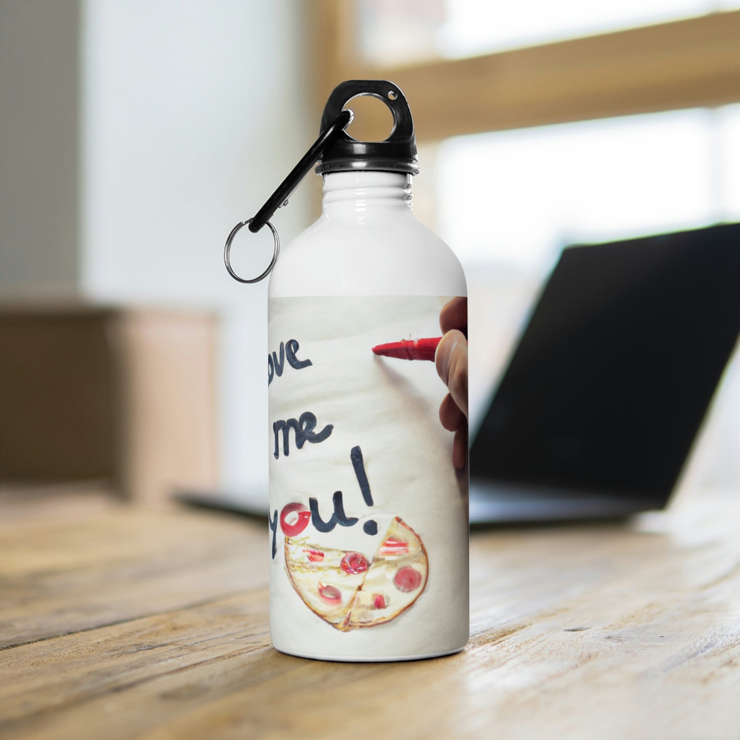 "Una carta de amor amante de la pizza" - La botella de agua de acero inoxidable alienígena