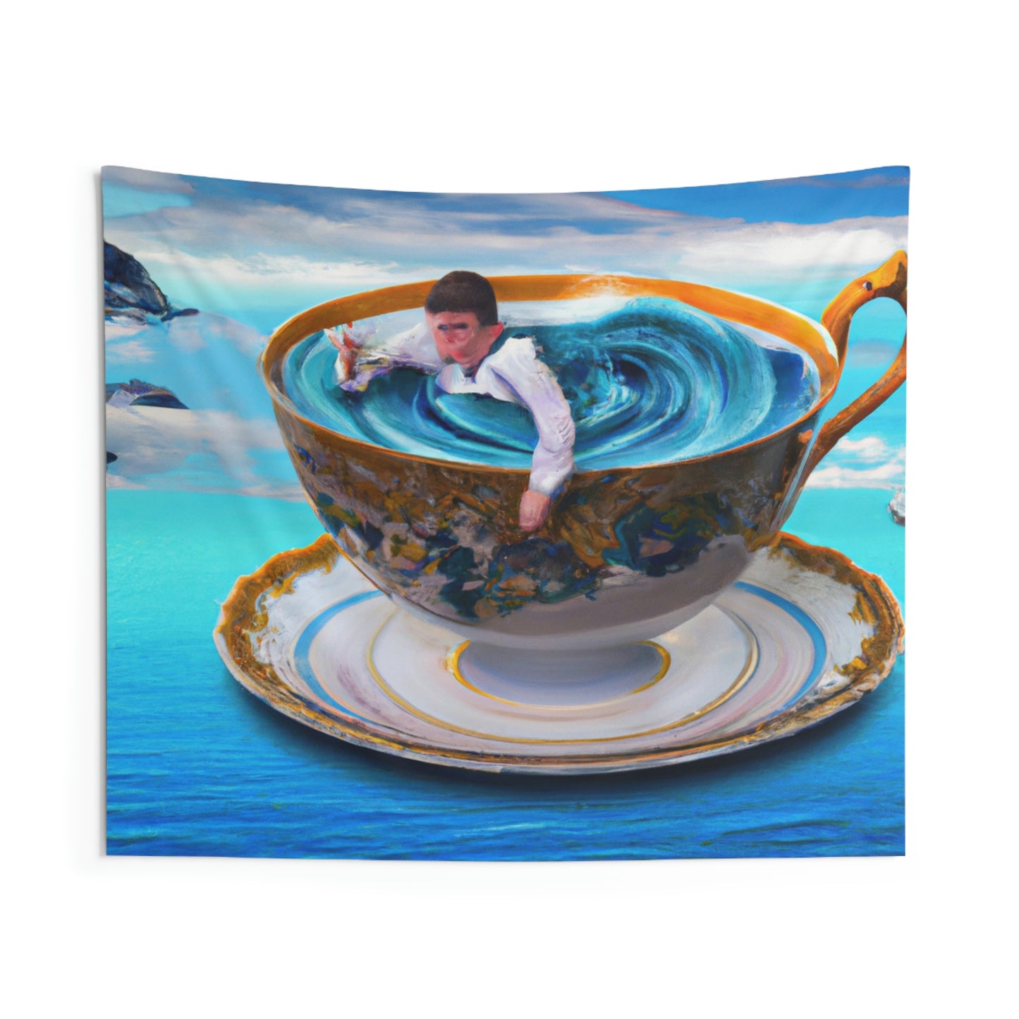 "Adrift in a China Cup: The Story of a Lost Child's Oceanic Adventure" - The Alien Wall Tapestries