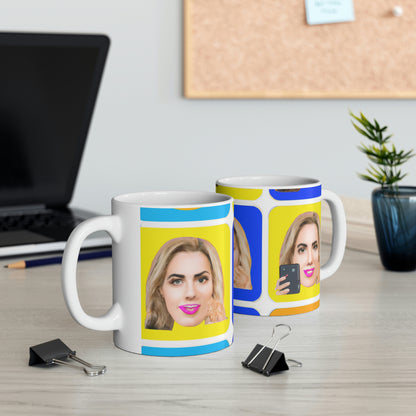 "Emoji-zing a Celebrity: A Pop Art Portrait" - The Alien Ceramic Mug 11 oz