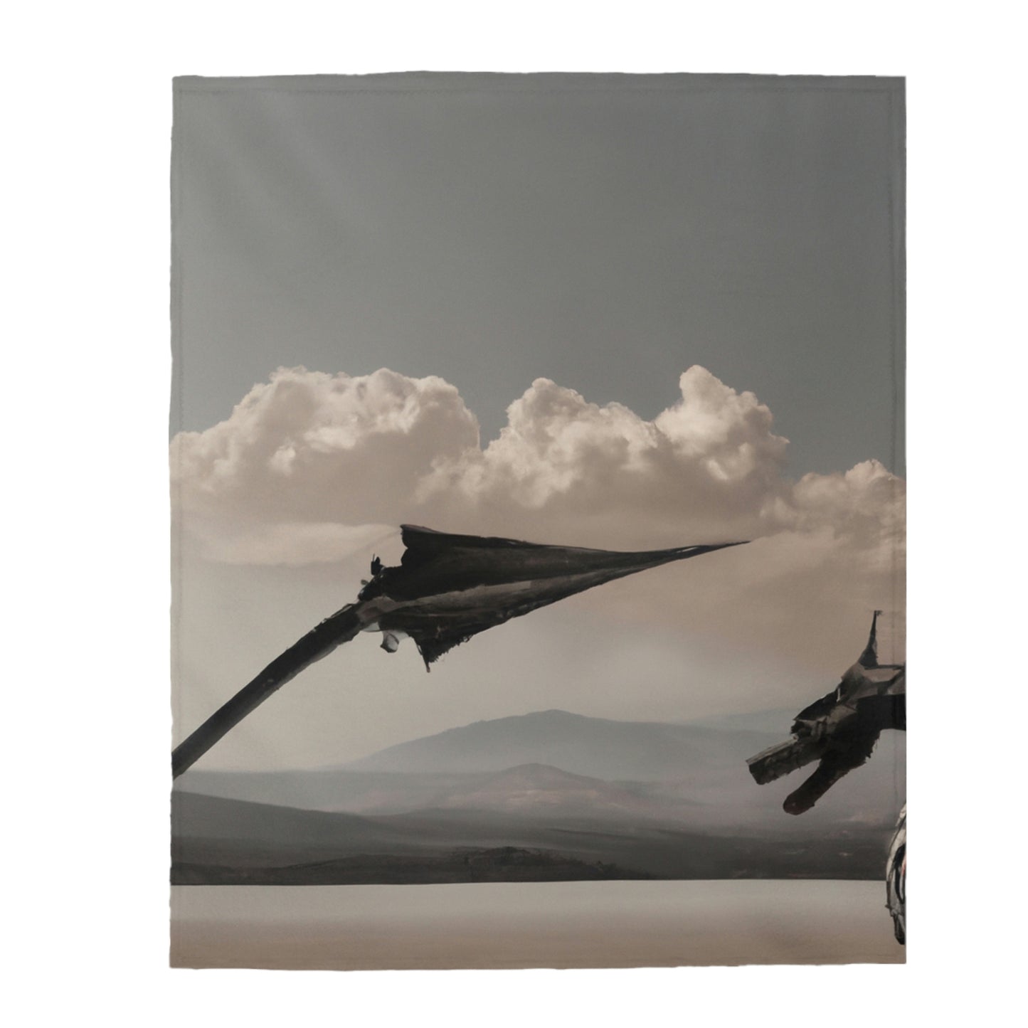 "A Warrior's Last Stand: The Battle Against the Metal Dragon" - The Alien Velveteen Plush Blanket