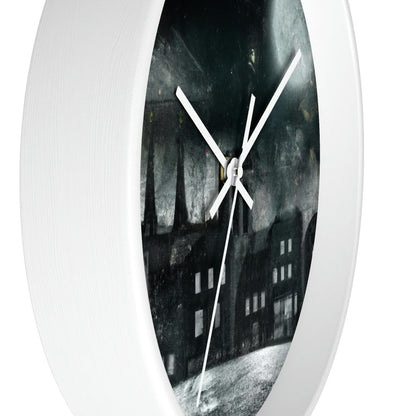 "Nocturno luminoso: una ciudad iluminada por la luz de la luna" - El reloj de pared alienígena