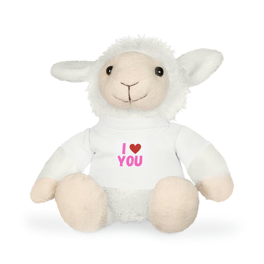 The Alien Plush Bear, Bunny, Elephant, or Sheep with T-Shirt I Love You