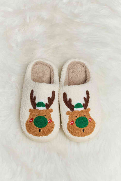 Pantuflas tipo chanclas de felpa con estampado Melody Rudolph