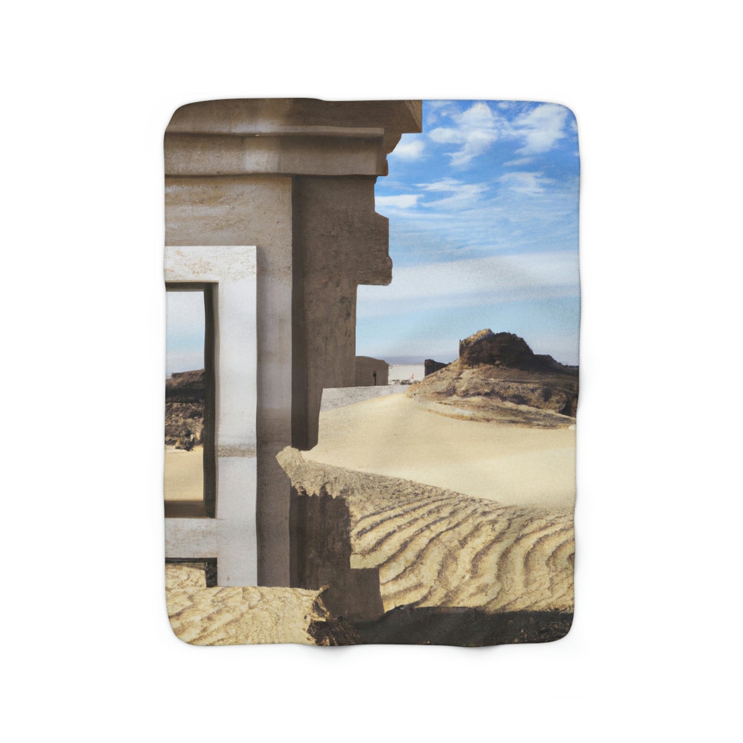 "Lost in the Sands: Discovering the Ancient Temple" - The Alien Sherpa Fleece Blanket