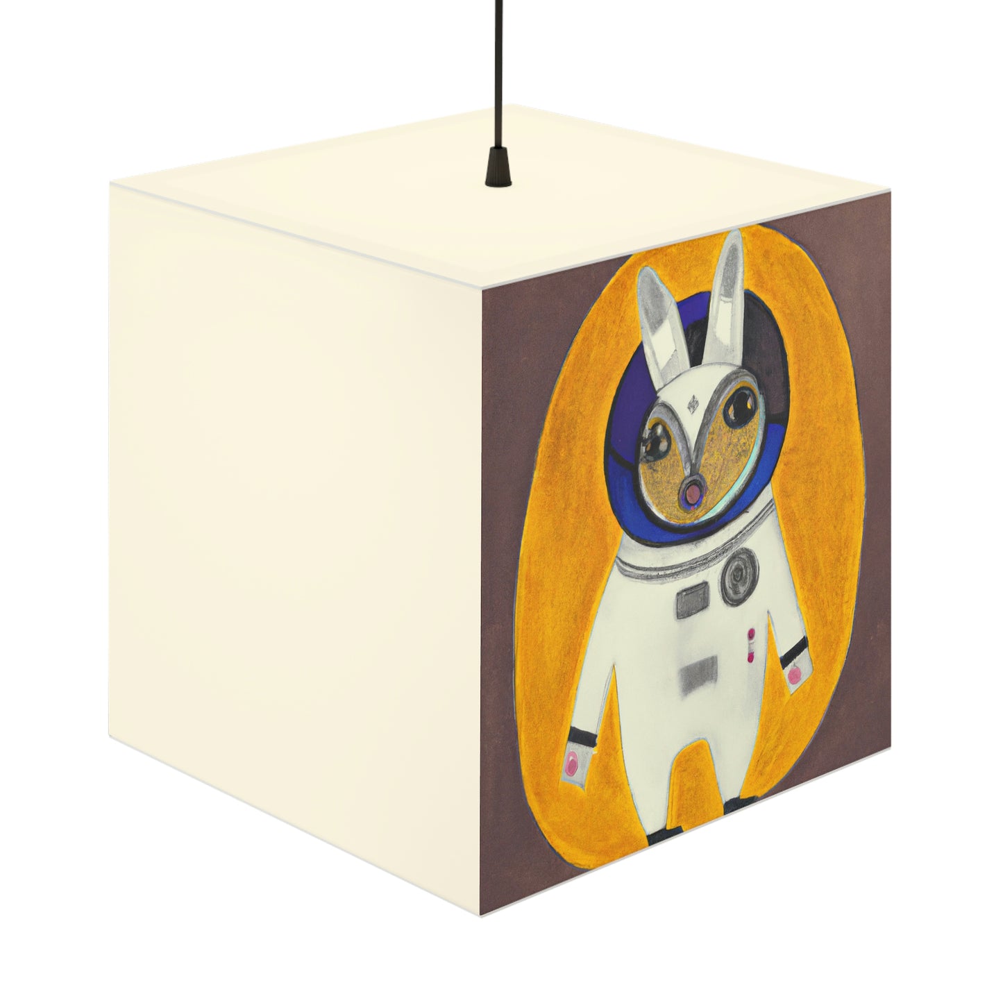 "Hopping to the Moon: Die weltraumgebundenen Abenteuer eines schelmischen Kaninchens". - Die Alien Light Cube Lampe