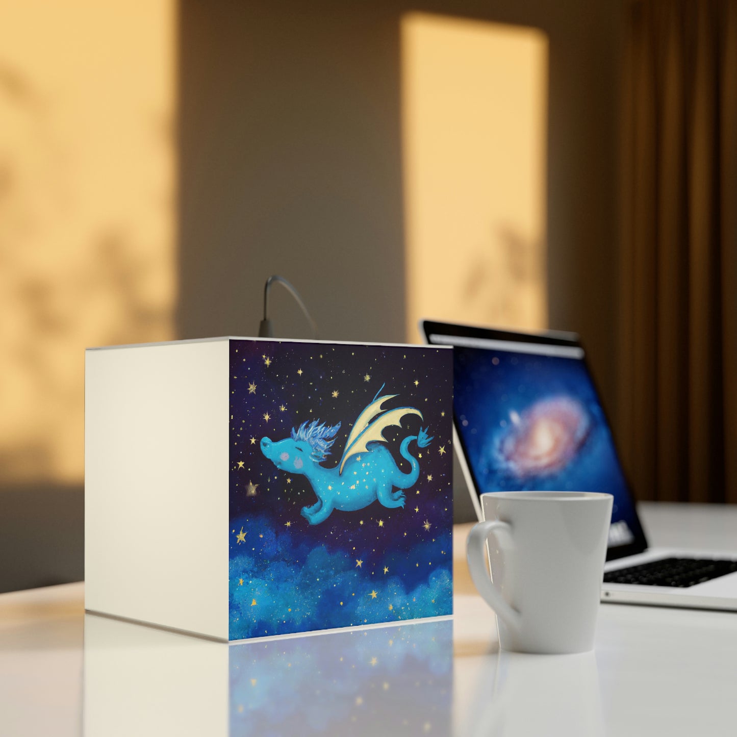 "Drifting Among the Stars: The Story of a Baby Dragon" - The Alien Light Cube Lamp