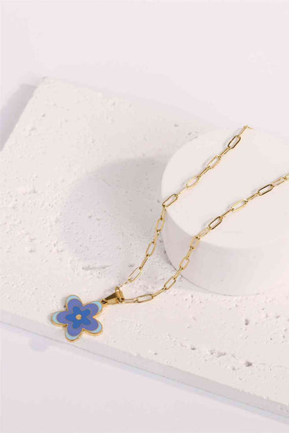 Collar de acero inoxidable con colgante de flor