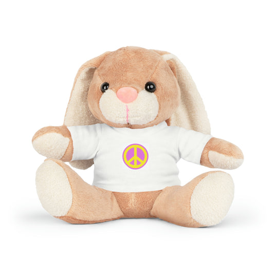 The Alien Plush Bear, Bunny, Elephant, or Sheep with T-Shirt Peace & Love