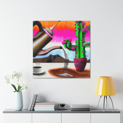 "An Awkward Caffeinated Moment: The Tale of a Bot and a Cactus" - The Alien Canva