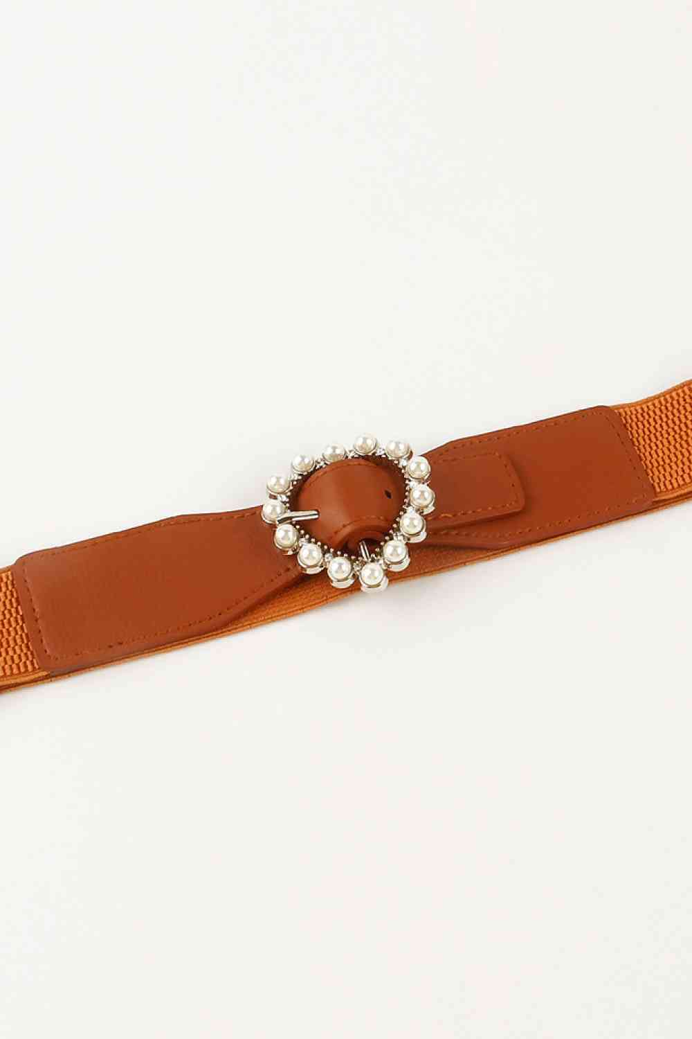 Pearl Heart Buckle Elastic Belt