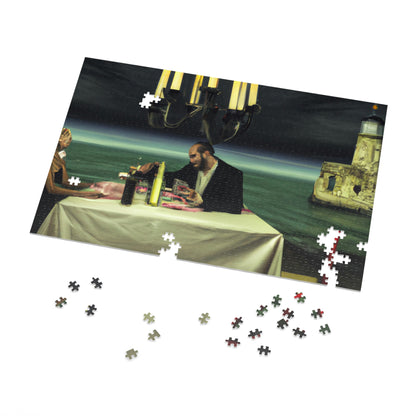 "A Beacon of Romance: An Intimate Candlelit Dinner in a Forgotten Lighthouse" - The Alien Jigsaw Puzzle