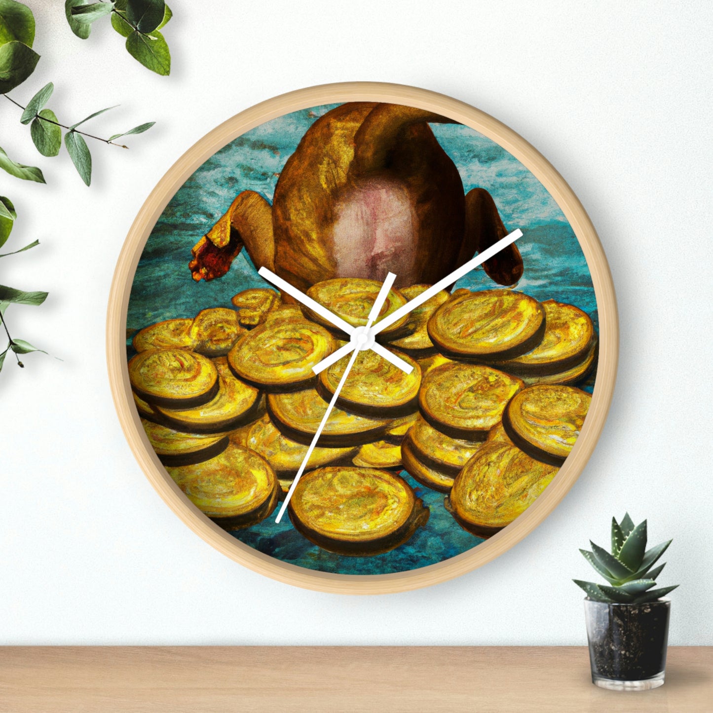 "Feline Fortune in a Foliage of Finances" - The Alien Wall Clock