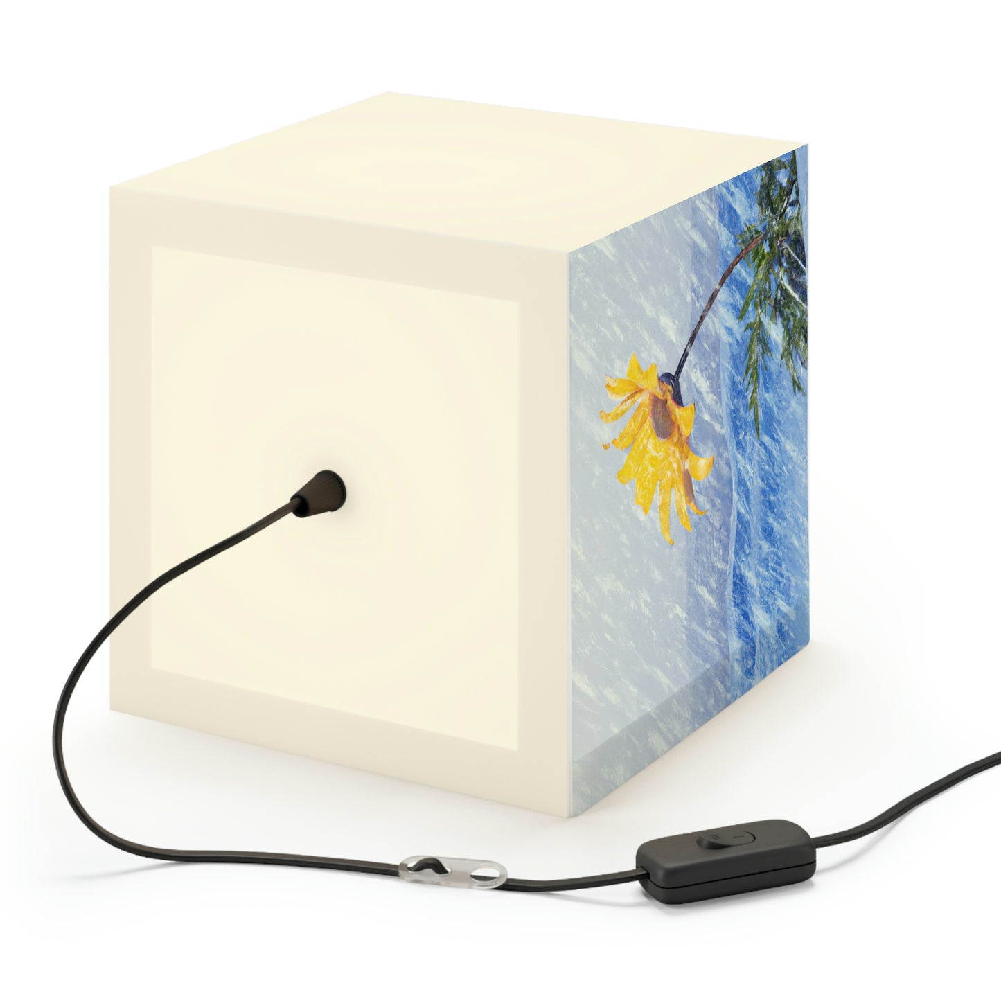 "A Burst of Color in the Glistening White: The Miracle of a Flower Blooms in a Snowstorm" - The Alien Light Cube Lamp
