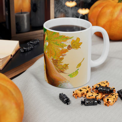 "Autumnal Adventure: A Fox's Mischief" - The Alien Ceramic Mug 11 oz