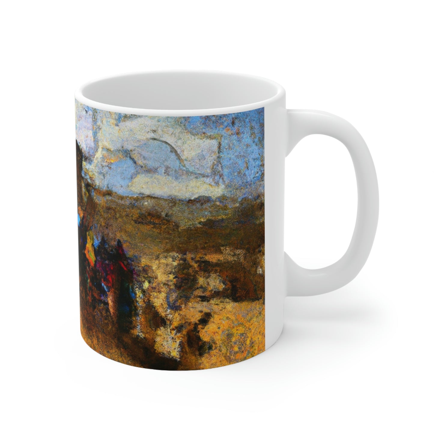 "Dusty Pilgrims at the Forgotten Shrine" - The Alien Ceramic Mug 11 oz