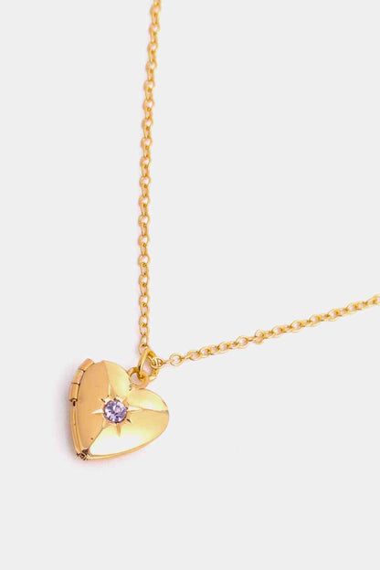 Collar con colgante chapado en oro de 14 quilates con forma de corazón y circón