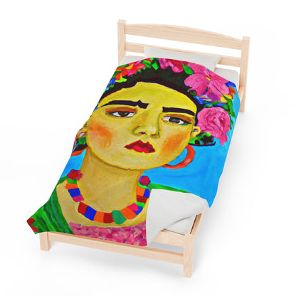 "Fierce and Free: Un tributo a las mujeres mexicanas inspirado en Frida Kahlo" - The Alien Velveteen Plush Blanket