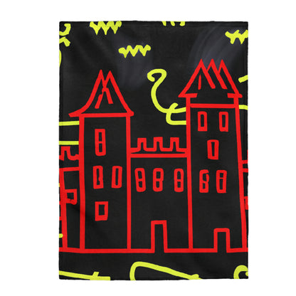 "A Haunted Shadow: The Dark Secrets of the Old Castle on a Gloomy Night" - The Alien Velveteen Plush Blanket