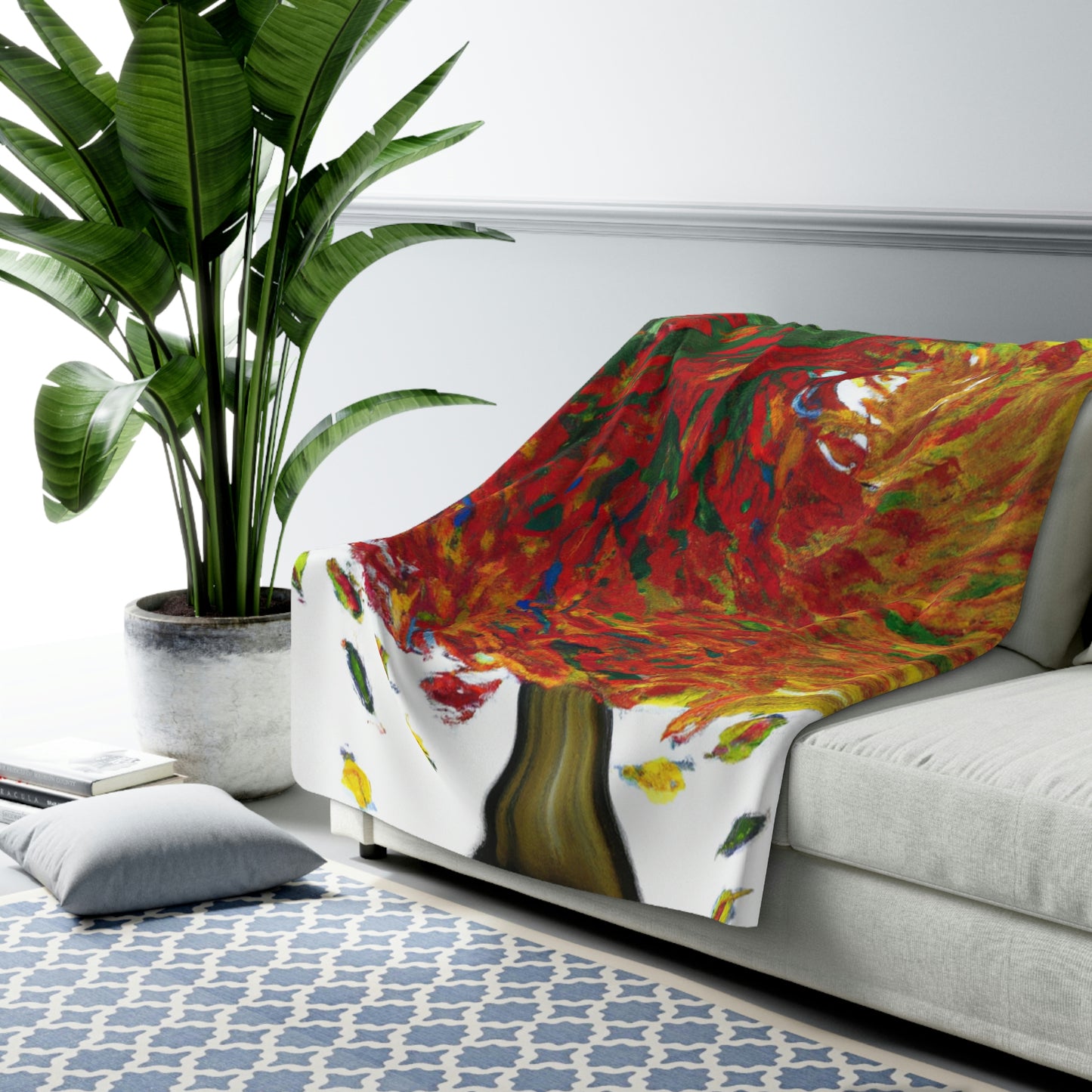 "Autumnal Whirl" - The Alien Sherpa Fleece Blanket