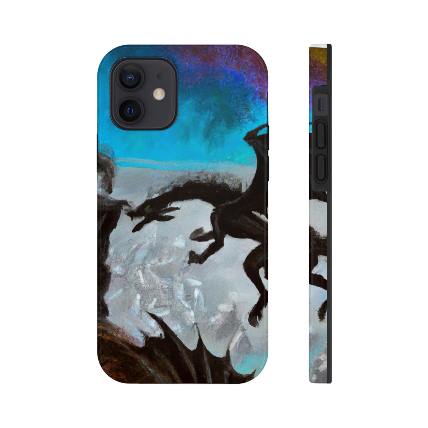 "Clash of Fire and Steel on the Moonlit Cliff" - The Alien Tough Phone Cases