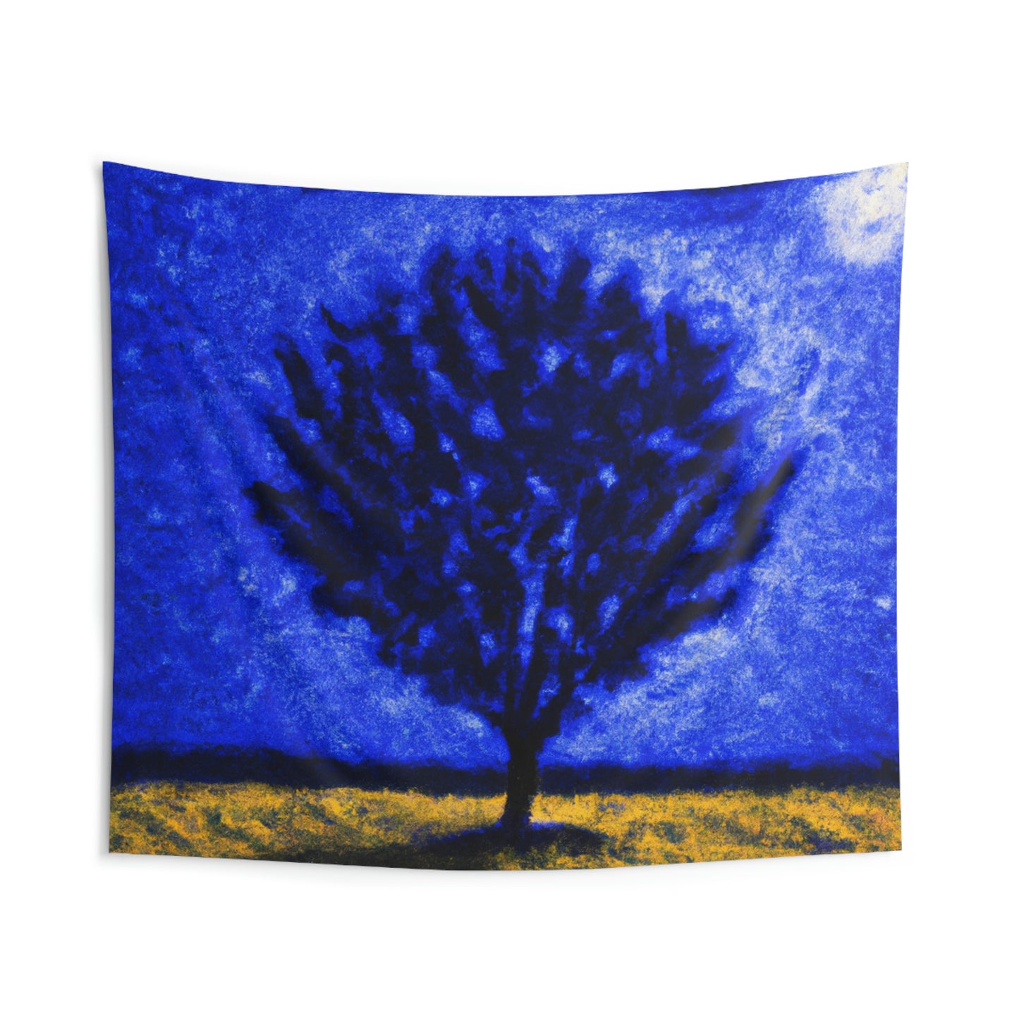 "Un árbol azul solitario en el campo de luz de la luna" - The Alien Wall Tapestries