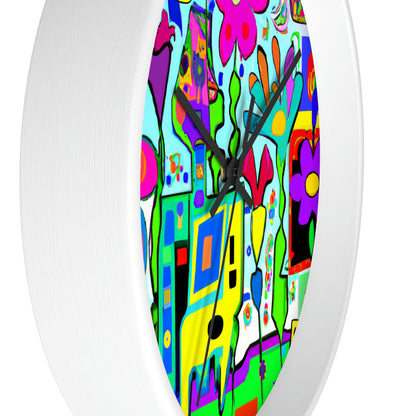 "A Mystical Garden of Rainbow Petals" - The Alien Wall Clock