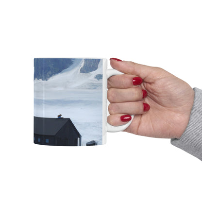 "Frozen Fears: A Haunted Glacier House" - The Alien Ceramic Mug 11 oz