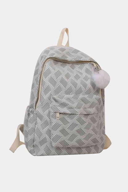 Bedruckter großer Rucksack aus Polyester (Flauschiger Ball im Lieferumfang enthalten)