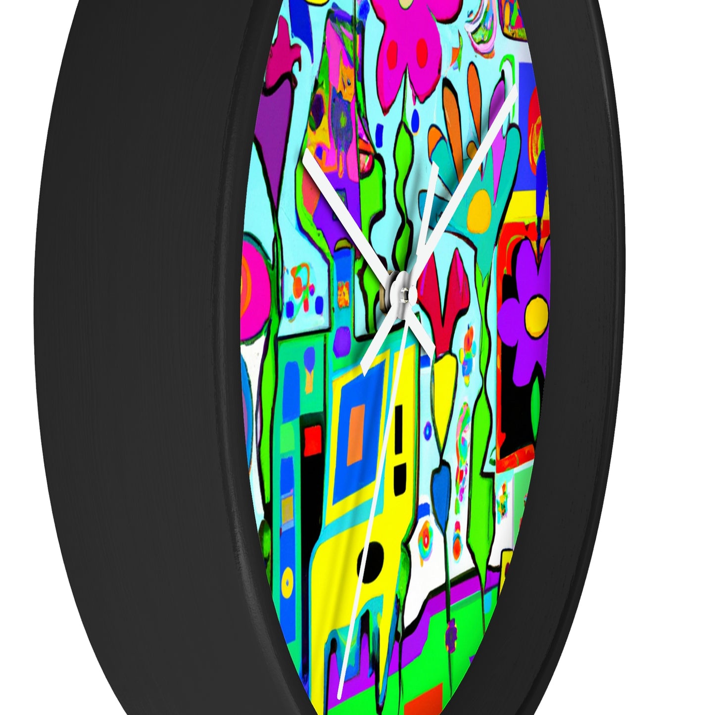 "A Mystical Garden of Rainbow Petals" - The Alien Wall Clock