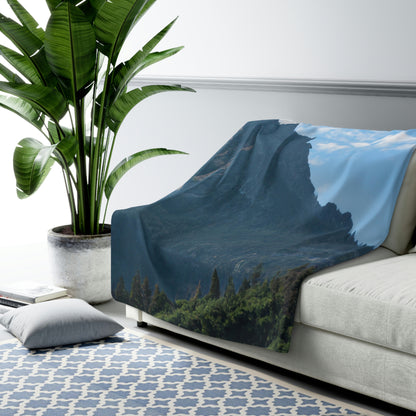 "Soaring Over Splendor: A Balloon Journey Through the Mountains" - The Alien Sherpa Fleece Blanket