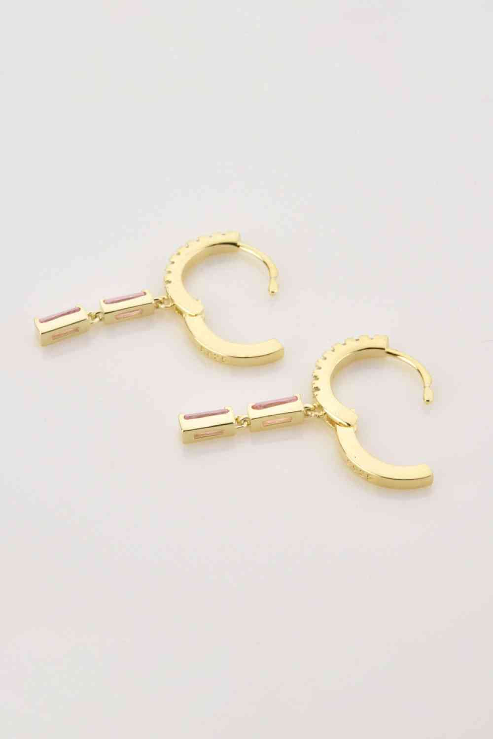 Pendientes Huggie colgantes de plata de ley 925 con circonitas