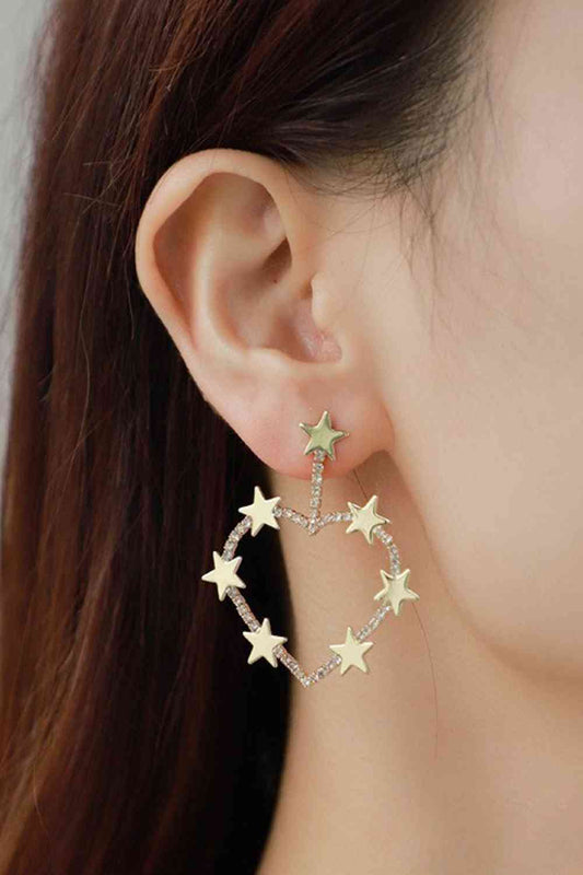 Herzförmige Stern-Zirkon-Ohrringe