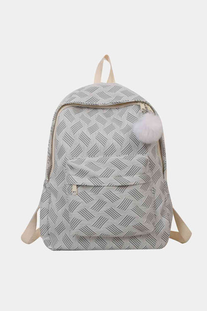 Bedruckter großer Rucksack aus Polyester (Flauschiger Ball im Lieferumfang enthalten)